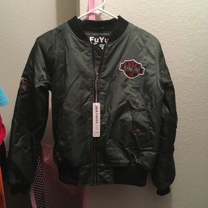 Navy green bomber jacket